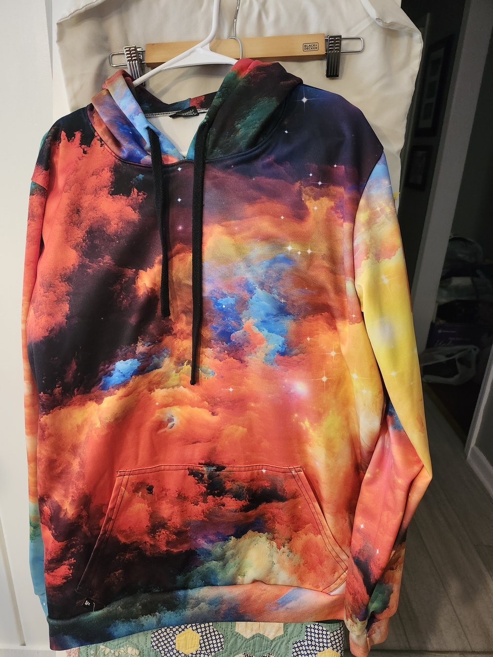 Men's Galaxy Print Pullover Hoodie - Multicolor